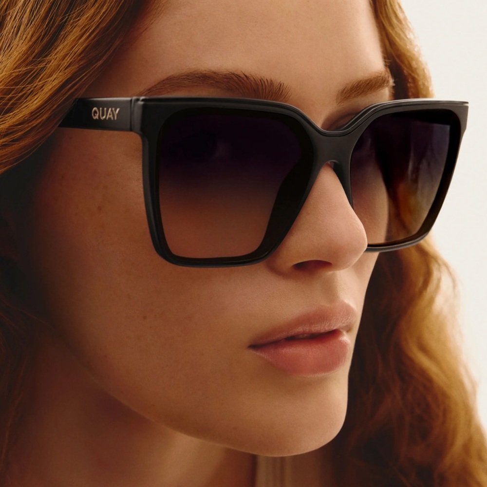 Quay Australia Black Square Gradient Sunglasses